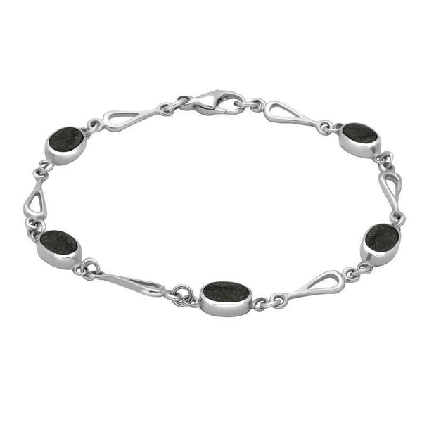 Sterling Silver Preseli Bluestone Spoon Link Bracelet, B231.