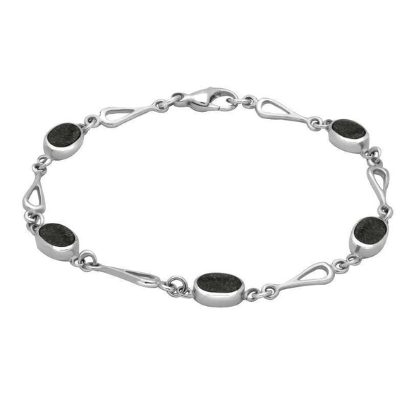 Sterling Silver Preseli Bluestone Spoon Link Bracelet, B231.