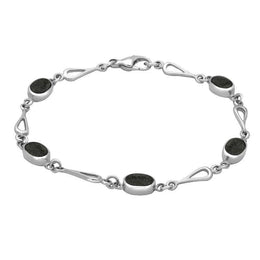 Sterling Silver Preseli Bluestone Spoon Link Bracelet, B231.