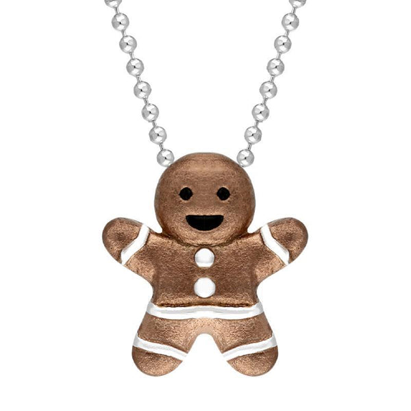 Sterling Silver Rose Gold Gingerbread Man Pendant P3424C