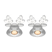 Sterling Silver Rose Gold Reindeer Face Stud Earrings E2473