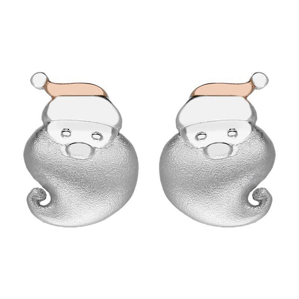 Sterling Silver Rose Gold Santa Face Earrings E2470