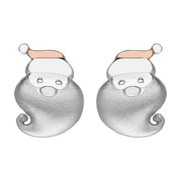 Sterling Silver Rose Gold Santa Face Earrings E2470