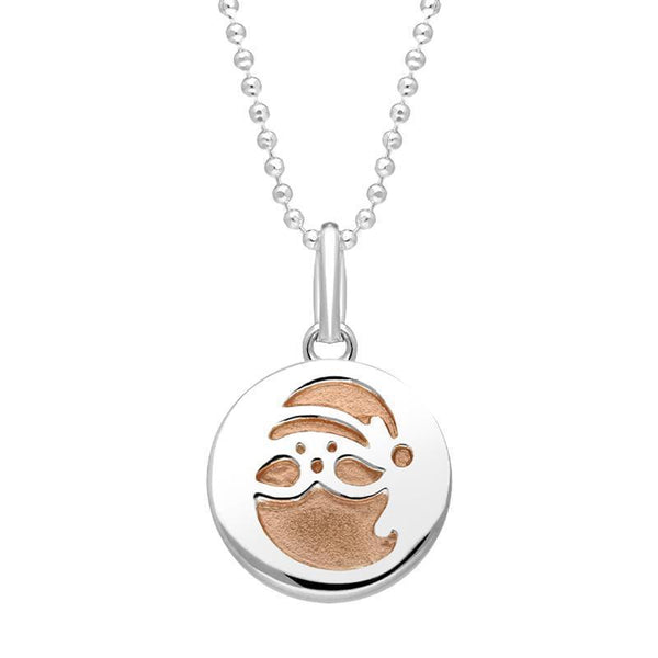 Sterling Silver Rose Gold Santa Stencil Necklace P3427C