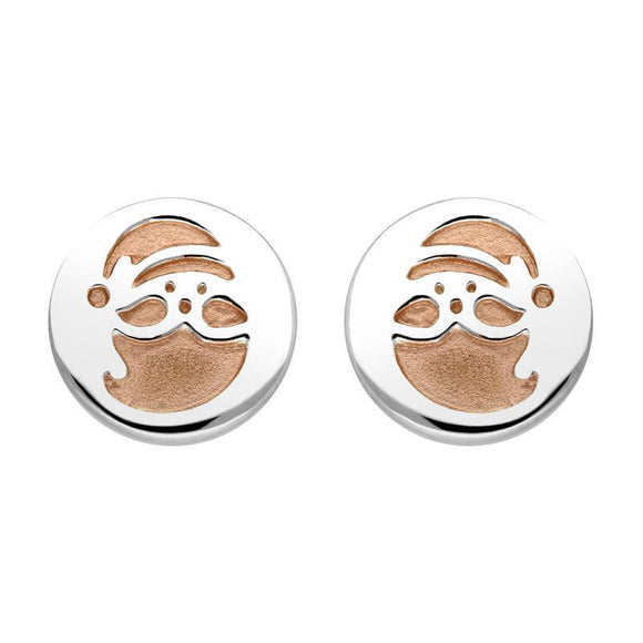 Sterling Silver Rose Gold Santa Stencil Stud Earrings E2471