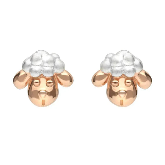 Sterling Silver Rose Gold Ashbourne Show Sheep Head Earrings E2231