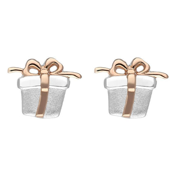 Sterling Silver Rose Gold Stud Earrings E2475