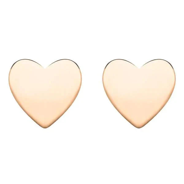 Sterling Silver Rose Gold Vermeil Heart Stud Earrings, E2480.
