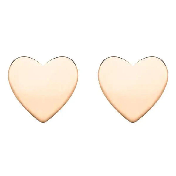 Sterling Silver Rose Gold Vermeil Heart Stud Earrings, E2480.