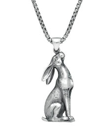 Sterling Silver Sitting Hare Necklace. P2576C.