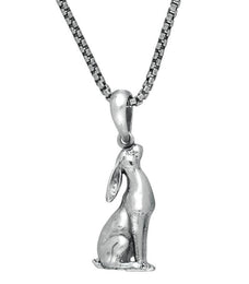 Sterling Silver Small Sitting Hare Necklace. P2520C