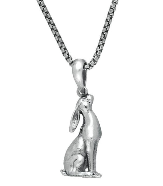 Sterling Silver Small Sitting Hare Necklace. P2520C