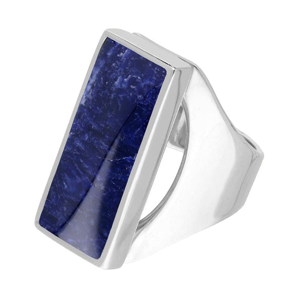 Sterling Silver Sodalite Medium Oblong Ring, R065