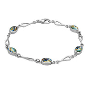 Sterling Silver Spectrolite Oval Spoon Bracelet, B231.