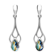 Sterling Silver Spectrolite Pear Spoon Earrings, E139. 