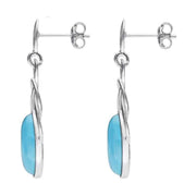 Sterling Silver Turquoise Celtic Twist Drop Stud Earrings. E984.