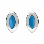 Sterling Silver Turquoise Framed Marquise Stud Earrings E561