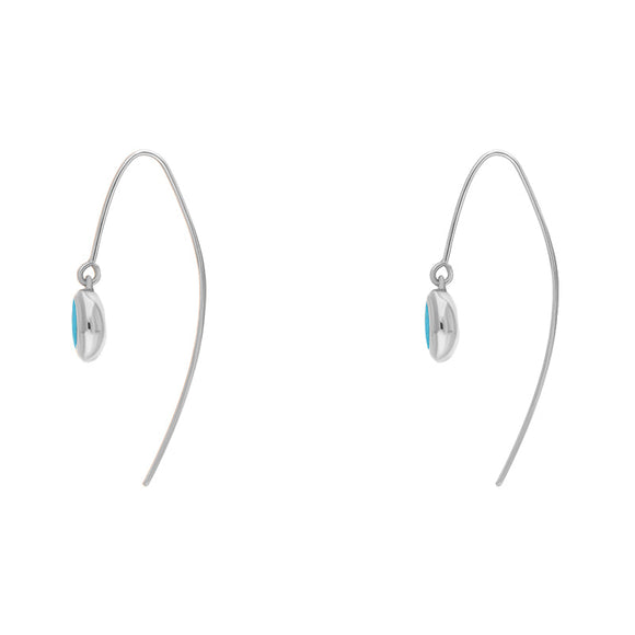 Sterling Silver Turquoise Heart Disc Drop Earrings, E1372.
