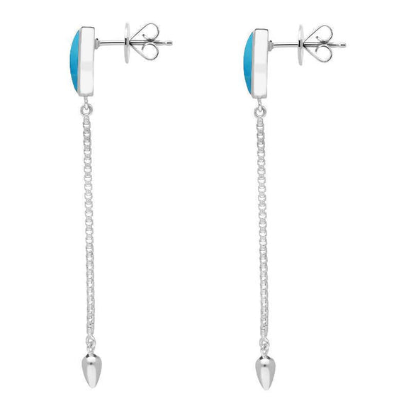 Sterling Silver Turquoise Lineaire Long Drop Stud Earrings E2240