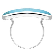 Sterling Silver Turquoise Lineaire Long Oval Ring. R1005.