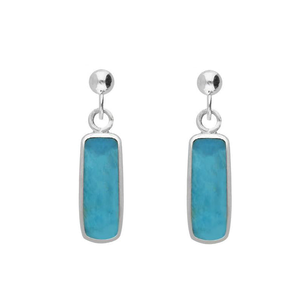 Sterling Silver Turquoise Oblong Drop Earrings E226