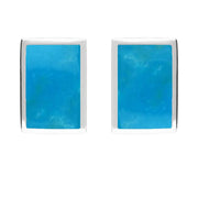 Sterling Silver Turquoise Oblong Stud Earrings. E014.