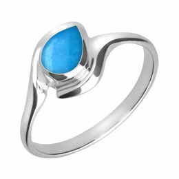 Sterling Silver Turquoise Offset Pear Ring. R071.