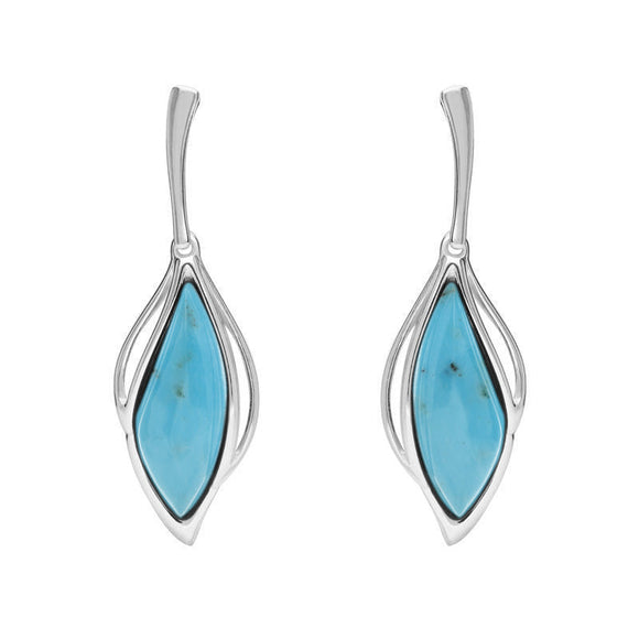 Sterling Silver Turquoise Open Marquise Two Piece Set S231