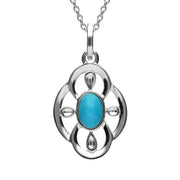 Sterling Silver Turquoise Open Petal Flower Neckace P2091