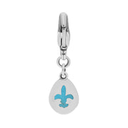 Sterling Silver Turquoise Pear Shaped Fleur De Lis Clip Charm, G663.