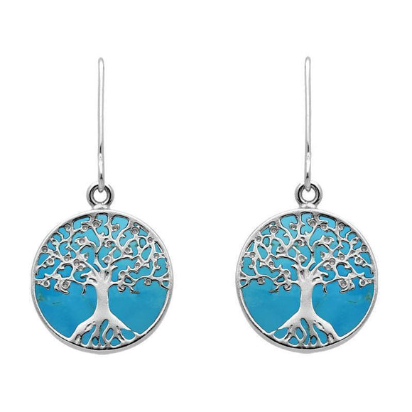 Sterling Silver Turquoise Small Round Tree of Life Two Piece Set S064