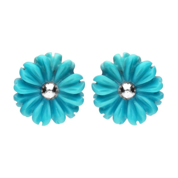Sterling Silver Turquoise Tuberose Daisy Stud Earrings, E2161.