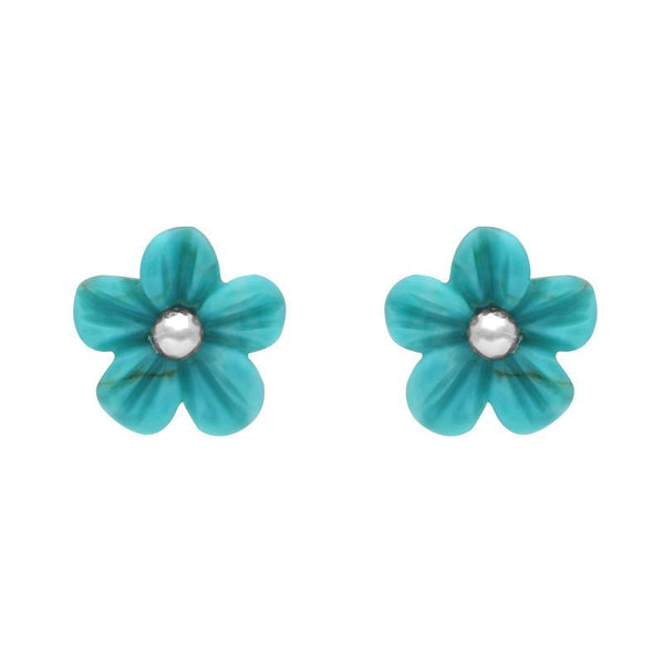 Sterling Silver Turquoise Tuberose Desert Rose Stud Earrings, E2154.