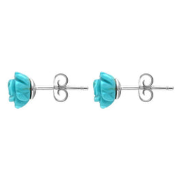 Sterling Silver Turquoise Tuberose Rose Stud Earrings, E2151.