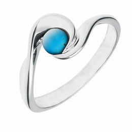 Sterling Silver Turquoise Wave Ring. R876.