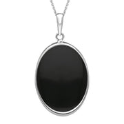 Sterling Silver Whitby Jet Abbey Moon Oval Necklace P3436