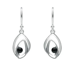 Sterling Silver Whitby Jet Abstract Flame Two Piece Set