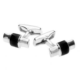 Sterling Silver Whitby Jet Bar Set Cufflinks CL122