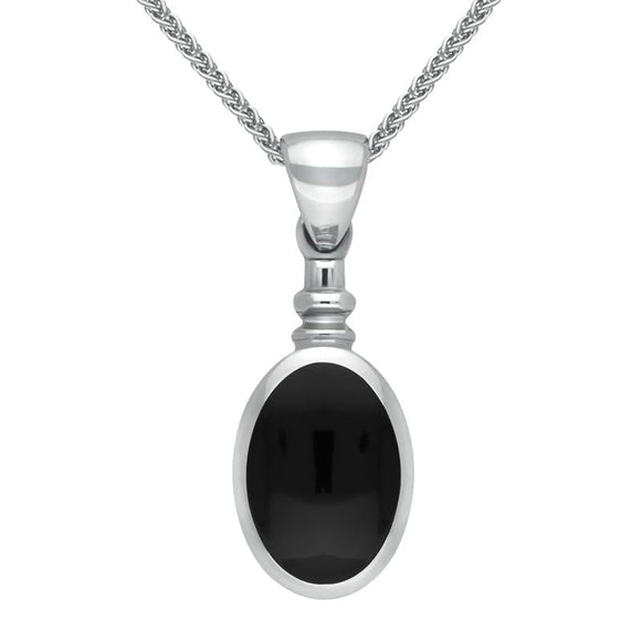 Sterling Silver Whitby Jet Bottletop Necklace P008