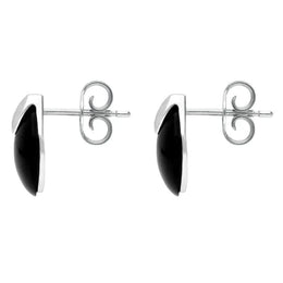 Sterling Silver Whitby Jet Button Cap Stud Earrings