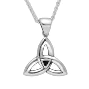 Sterling Silver Whitby Jet Celtic Knot Pendant Necklace P1199