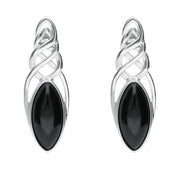 Sterling Silver Whitby Jet Celtic Marquise Piece Set. S012 