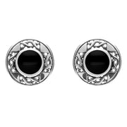 Sterling Silver Whitby Jet Celtic Oval Four Piece Set. S013 