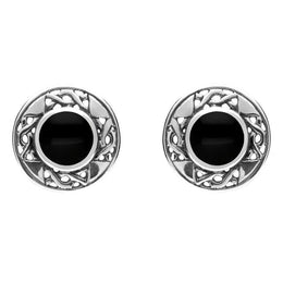 Sterling Silver Whitby Jet Celtic Oval Four Piece Set. S013 