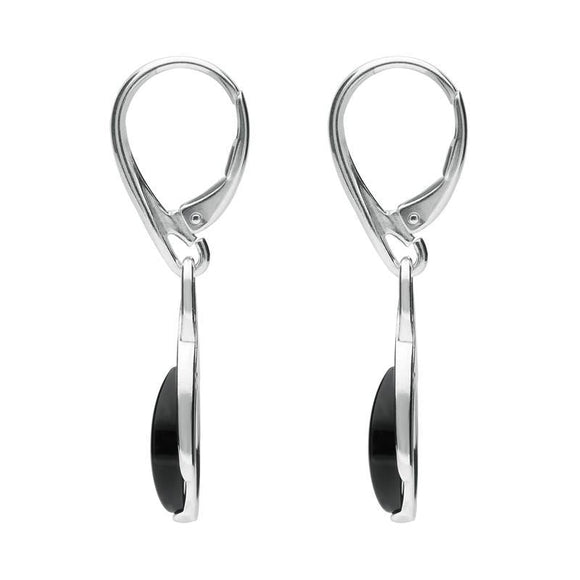 Sterling Silver Whitby Jet Celtic Pear Drop Earrings E2053