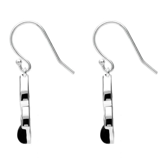Sterling Silver Whitby Jet Celtic Twist Hook Earrings E2318