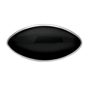 Sterling Silver Whitby Jet Contemporary Long Oval Brooch. M083.