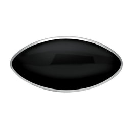 Sterling Silver Whitby Jet Contemporary Long Oval Brooch. M083.