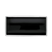 Sterling Silver Whitby Jet Contemporary Oblong Brooch. M085.