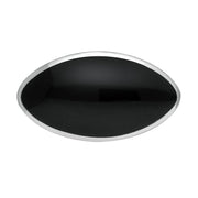 Sterling Silver Whitby Jet Contemporary Oval Brooch. M086
